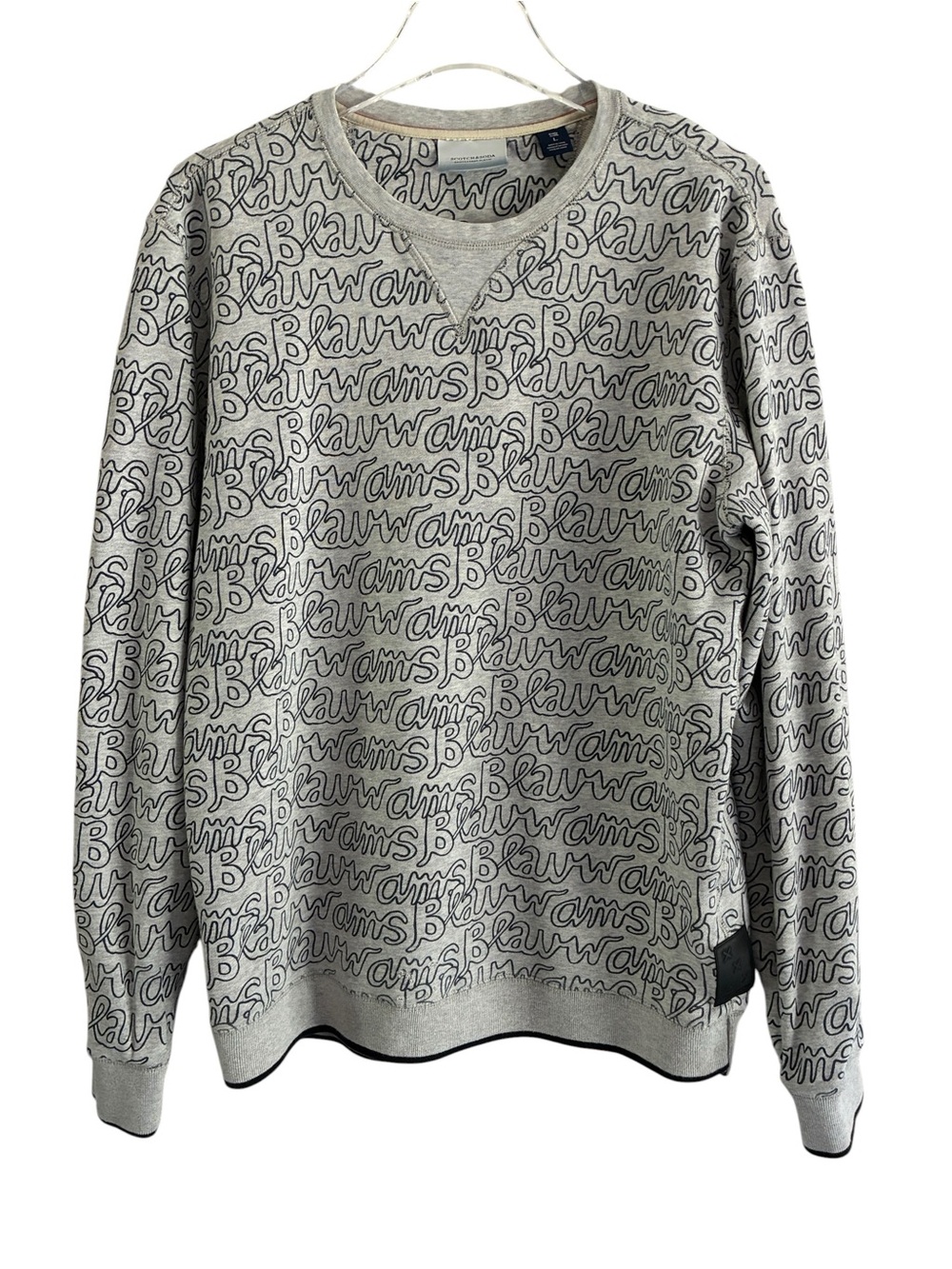 Scotch & Soda Ams Blauw Allover Logo Sweatshirt Large